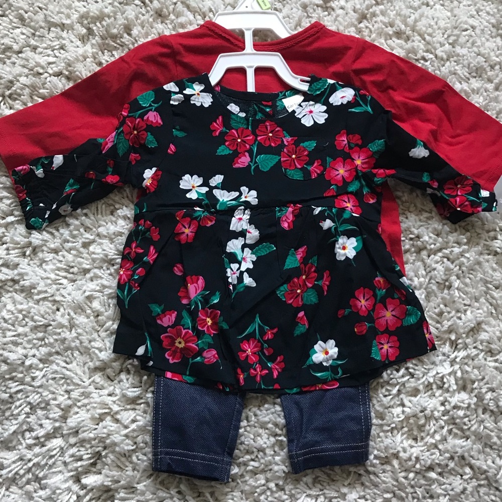 Carter’s Baby Girl 3-pc Floral Dress, Top & Tights